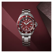 Seiko Prospex SRPL11K1 - cassa e bracciale acciaio - lunetta alluminio rossa - quadrante rosso con datario